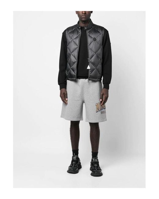 Moncler Gray Retro Branding Jersey Shorts for men