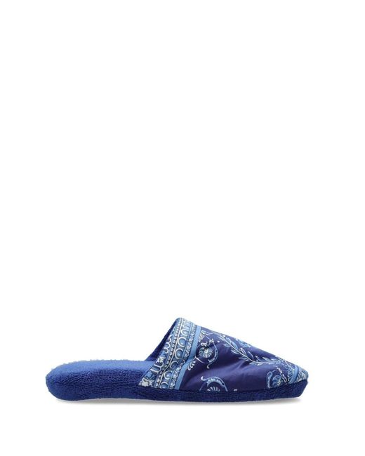 Versace Blue Cotton Terry Baroque Slippers