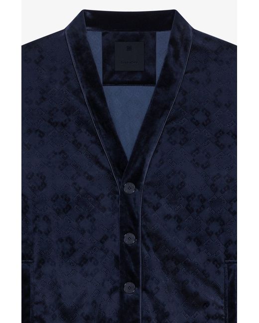 Givenchy Blue Embossed Velvet Cardigan for men