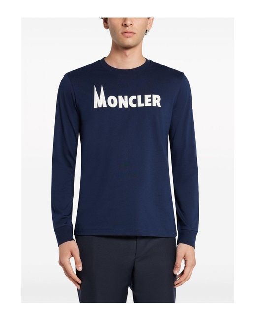 Moncler Blue Logo Cotton T Shirt for men