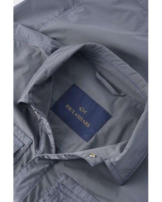 Paul & Shark Blue Garment Dyed Nylon Stretch Jacket for men