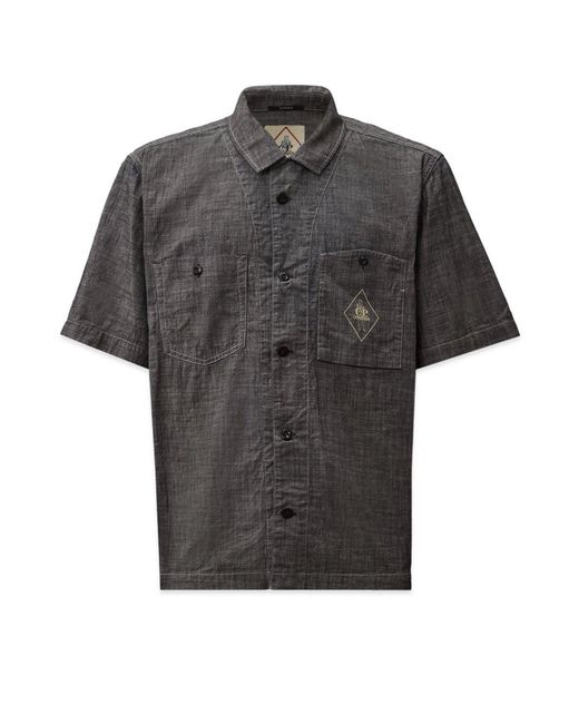 C P Company Gray 4.75 Oz Ss Chambray Shirt for men