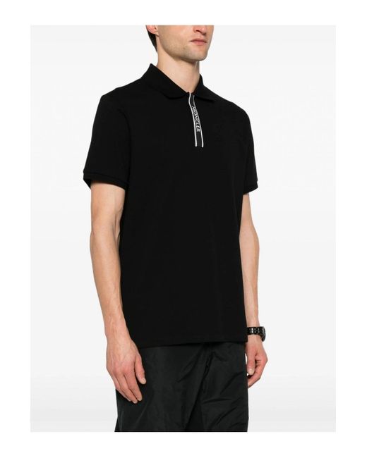 Moncler Black Branded Placket Poloshirt for men