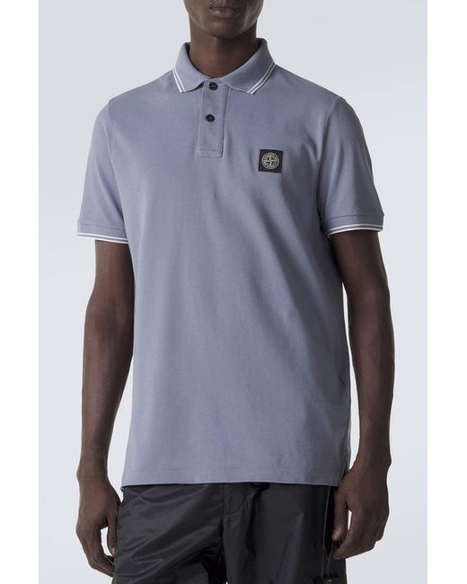 Stone Island Blue S0018 Patch Logo Polo for men