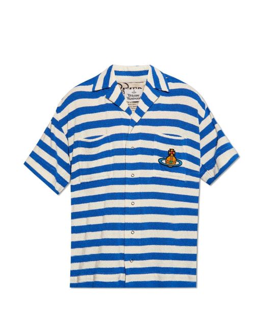 Vivienne Westwood Blue Camp Strip Shirt for men