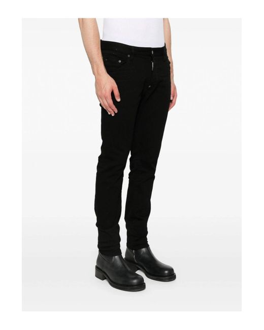 DSquared² Solid Black Skater Jeans for men