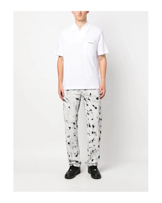 Palm Angels White Sartorial Tape Button Polo for men