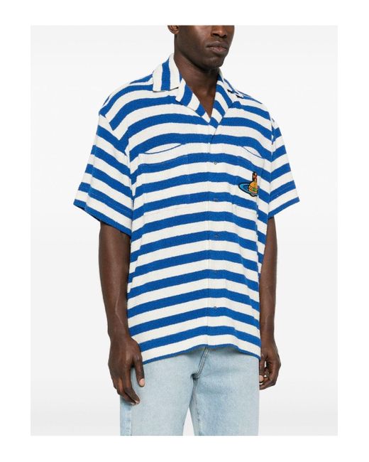 Vivienne Westwood Blue Camp Strip Shirt for men