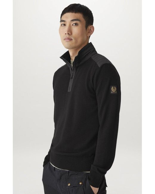Belstaff Black Kilmington 1/4 Zip Sweater for men