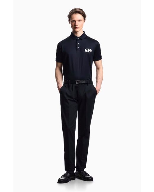 Emporio Armani Blue Comfort-gabardine Chinos for men