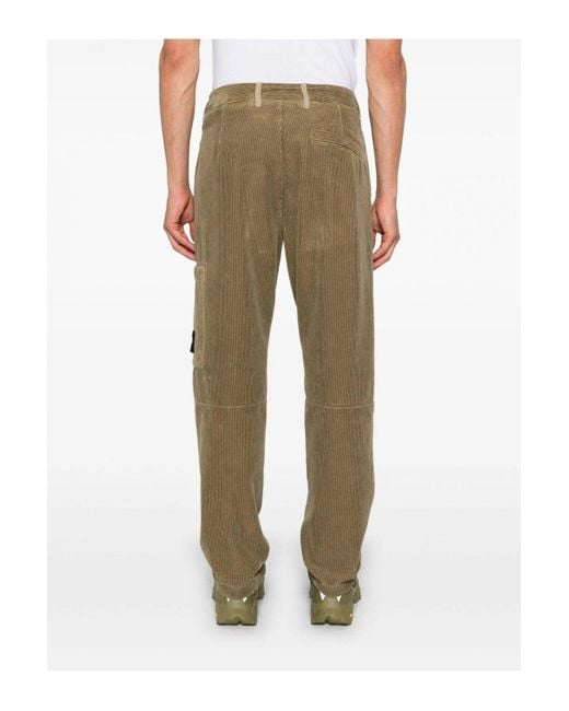 Stone Island Green Corduroy Combat Trousers for men