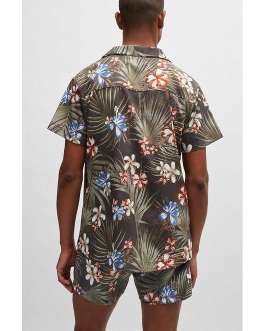 Boss Black Printed Beach Shirt for men