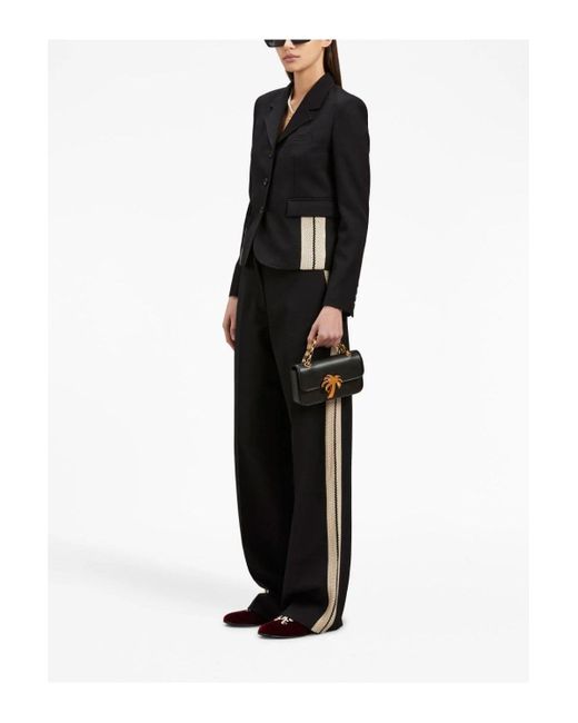 Palm Angels Black Knit Tape Trousers for men