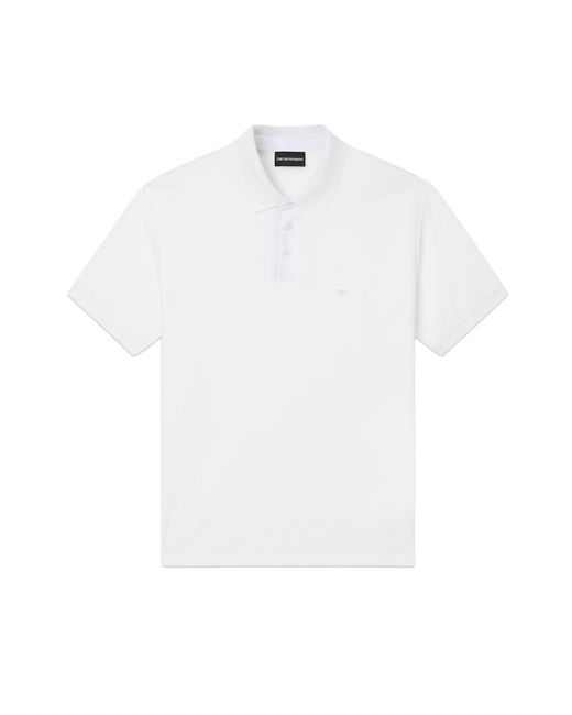 Emporio Armani White Contrast Collar Poloshirt for men