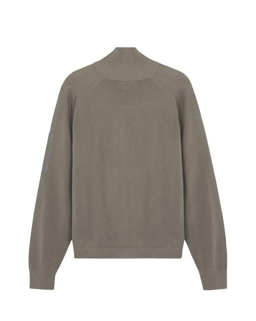 C P Company Gray Cotton Crepe Zip Sweater for men