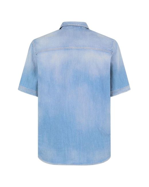 DSquared² Blue Denim Notch Bowling Shirt for men