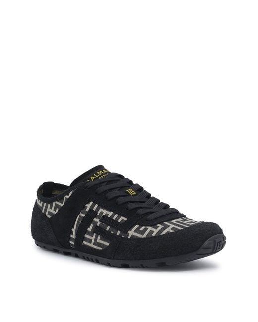 Balmain Black Racer 45 Monogram Sneakers for men