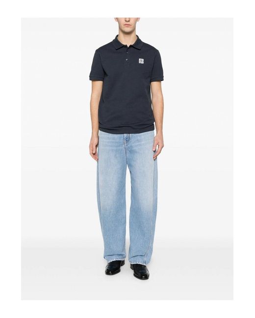Balmain Blue Embroidered Ps Piquet Polo for men