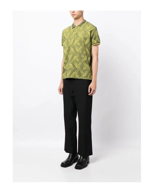 Vivienne Westwood All Over Orb Polo Shirt Green for men