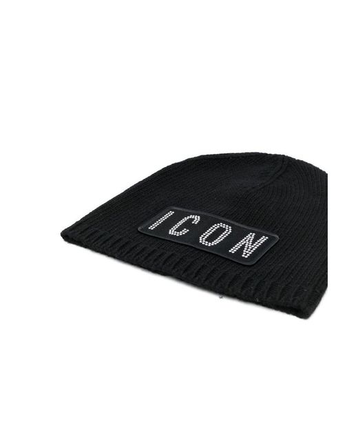DSquared² Be Icon Studs Hat Colour: Black for men