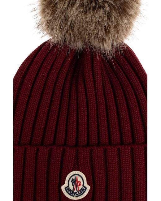 Moncler Red Pom Pom Hat