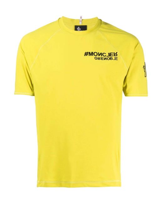 3 MONCLER GRENOBLE Yellow Branded Cotton T Shirt for men