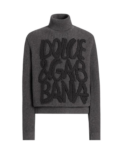 Dolce & Gabbana Black Turtle Neck Logo Sweater for men
