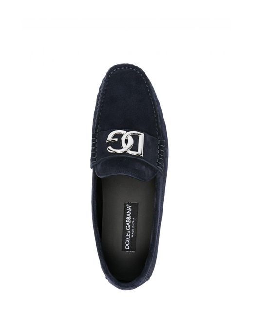 Dolce & Gabbana Blue Dg Suede Buckle Loafers for men