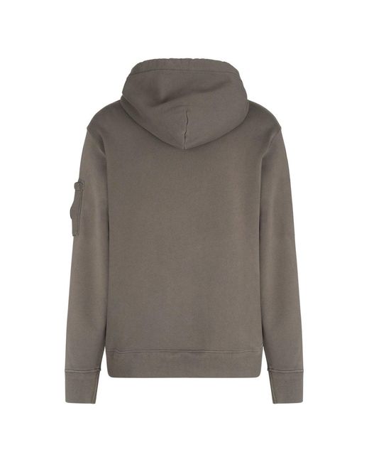 C P Company Gray Diagonal Fleece Hoody for men