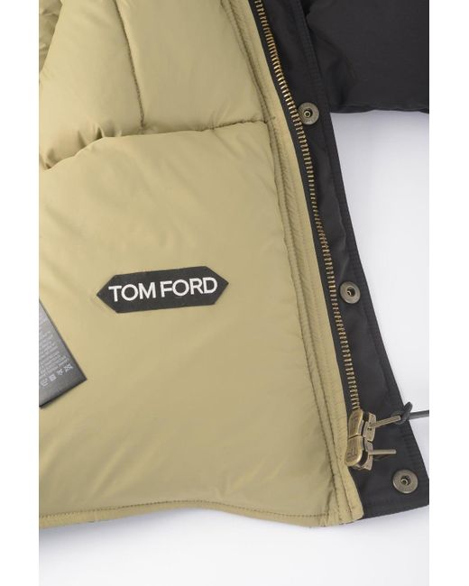 Tom Ford Black Techno Down Funnel Jacket for men
