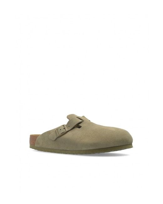 Birkenstock Green Boston Suede Leather Clogs for men