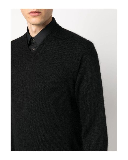 Tom Ford Black Mohair Blend V Neck Sweater for men