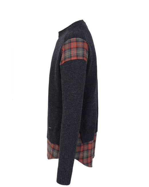 DSquared² Blue Check Insert Knitwear for men
