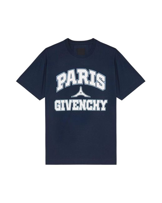 Givenchy Paris Oversized Fit T-shirt Blue for men