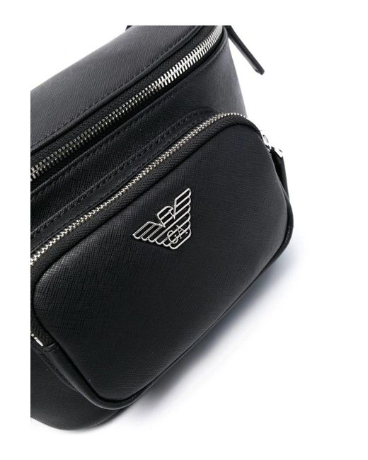 Emporio Armani Black Branded Belt Bag for men