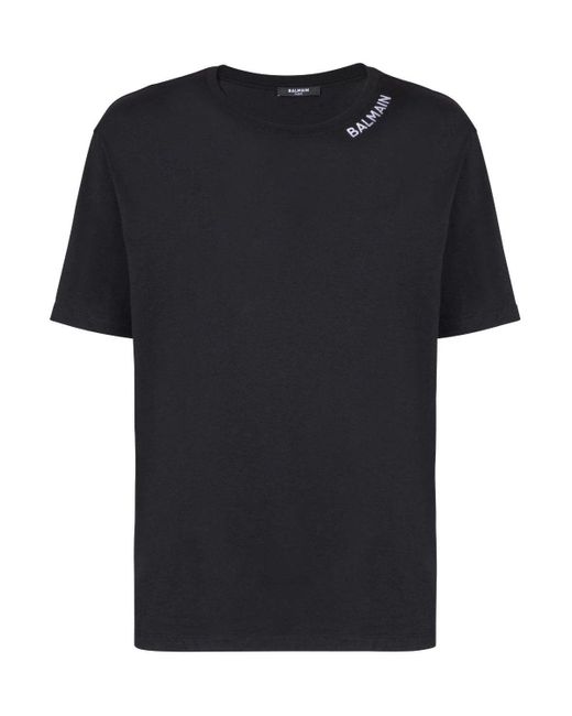 Balmain Black Stitch Collar T-shirt for men
