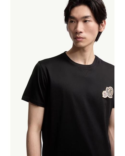 Moncler Black Double Logo T Shirt for men