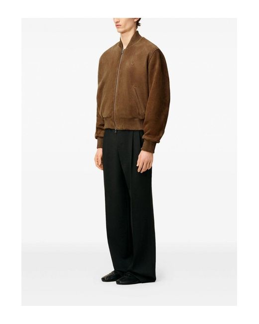 AMI Brown Leather Zipped Jacket for men