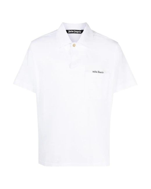 Palm Angels White Sartorial Tape Button Polo for men