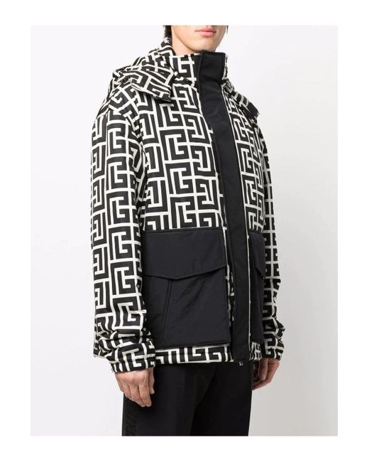 Balmain Black Monogram Nylon Jacket for men