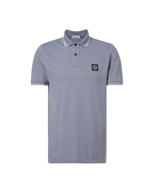 Stone Island Blue S0018 Patch Logo Polo for men