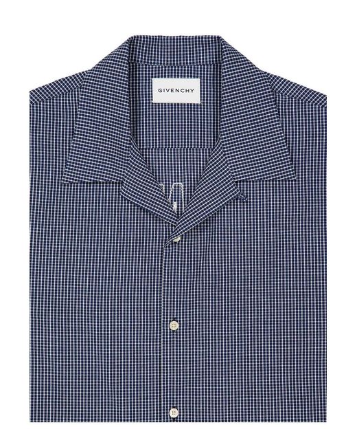 Givenchy Blue Embroidered Logo Ss Shirt for men