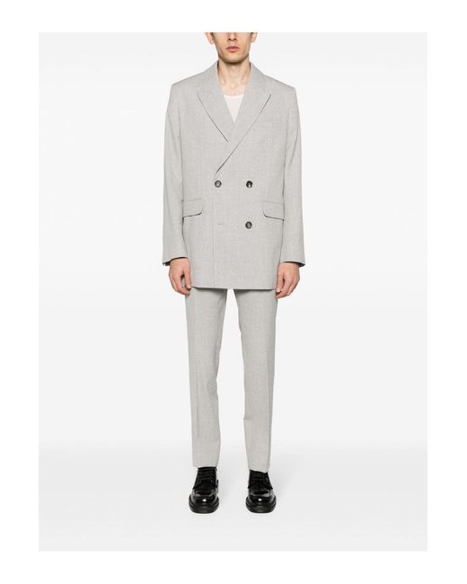 AMI White Virgin Wool Double Breasted Jacket for men