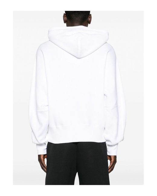 McQueen White Kimono Sleeve Branded Hooded Top for men