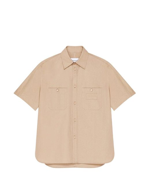 Givenchy Natural Branded Cotton Ss Shirt for men