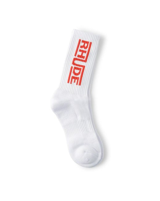 Rhude White Champions Socks for men