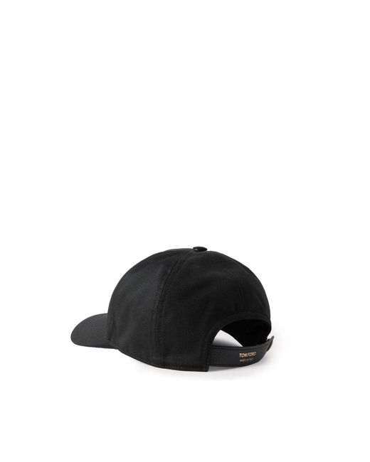 Tom Ford Black Canvas + Smooth Leather Cap for men