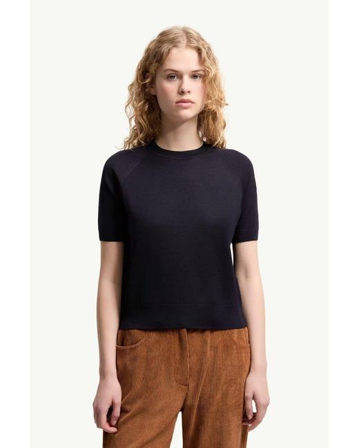 Moncler Blue Knitted T Shirt for men