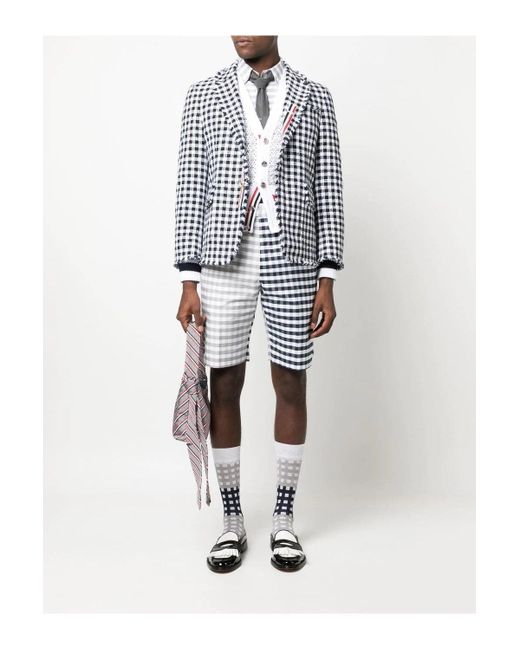 Thom Browne White Gingham Check Oxford Shirt for men