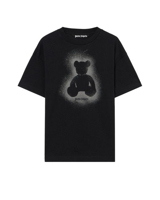 Palm Angels Black Spray Bear Regular Tee for men
